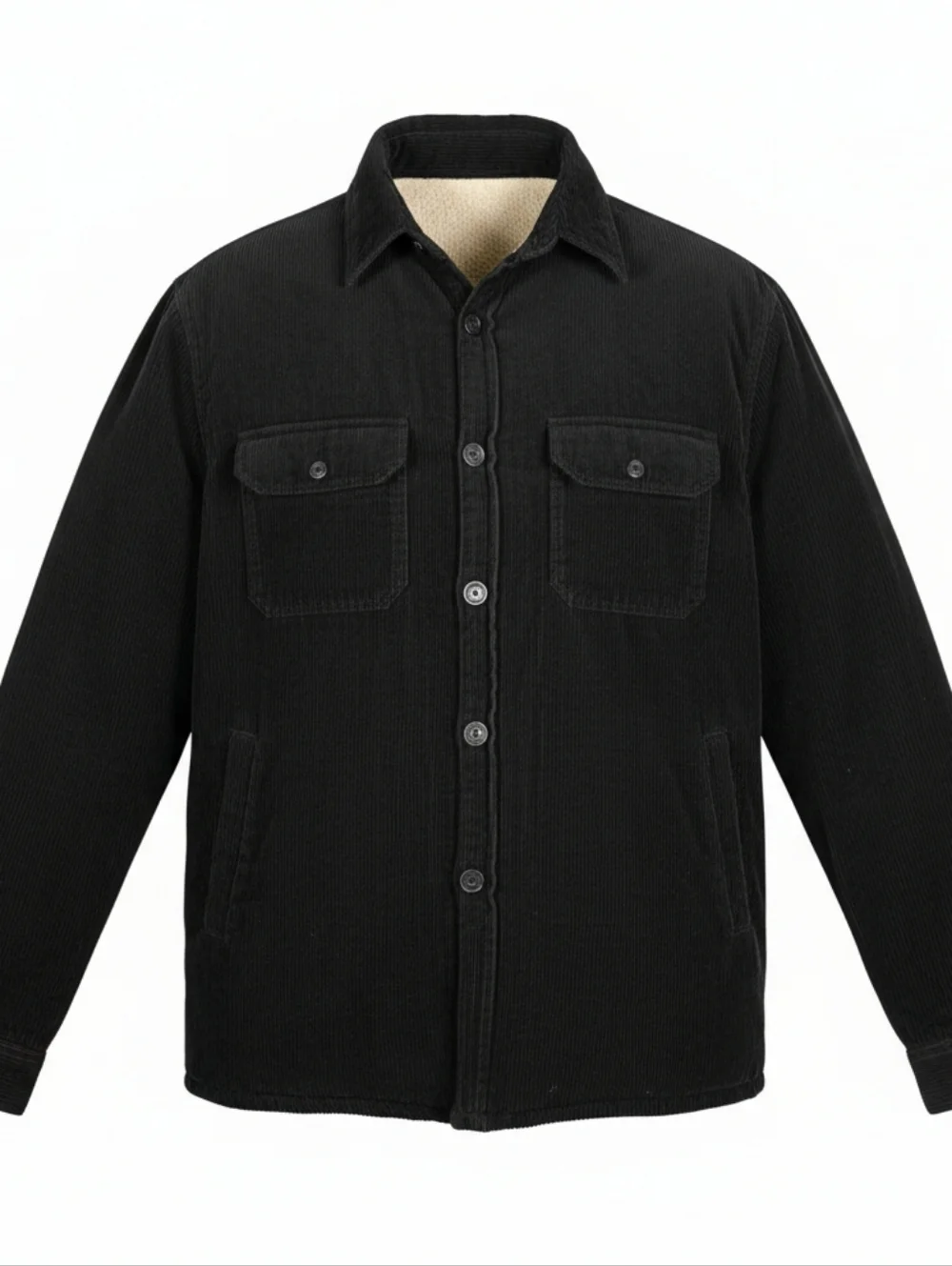 High Sierra Corduroy Sherpa Lined Jacket Mens Size Large Black Chore Shacket‎